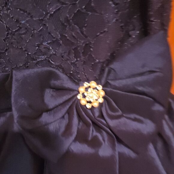 Rare Editions Navy Blue Lace and Satin Kids Dress - Picture 5 of 5